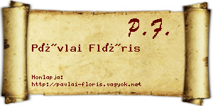 Pávlai Flóris névjegykártya